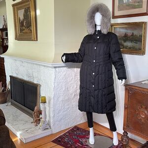 Anne Klein Down Filled Puffer Removable Hood Zippered Coat